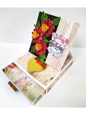 Mini Quilled Flowers Drawer Card - D1 Mini Quilled Flowers Drawer Card - D1