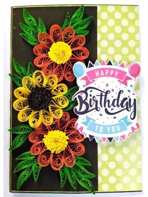 Yellow Orange Quilled Flowers Birthday Card Yellow Orange Quilled Flowers Birthday Card