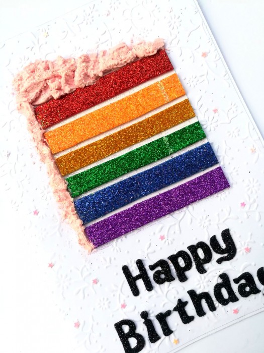 Sparkling Rainbow Cake Birthday Greeting card