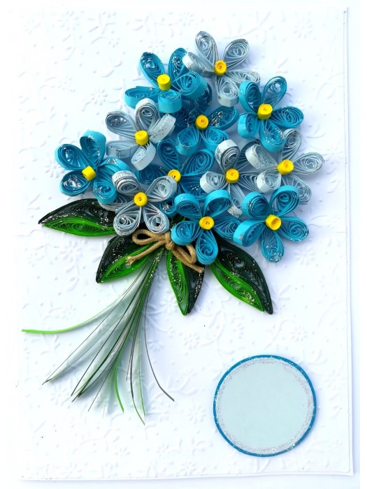 Blue Quilled Bouquet Greeting Card image