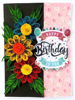 Sparkling Multicolored Quilled Flowers Birthday Card Sparkling Multicolored Quilled Flowers Birthday Card