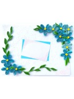 Quilled Blue Corner Flowers Greeting Card