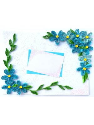 Quilled Blue Corner Flowers Greeting Card Quilled Blue Corner Flowers Greeting Card
