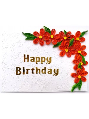 Quilled Orange Flowers Corner Birthday Card Quilled Orange Flowers Corner Birthday Card