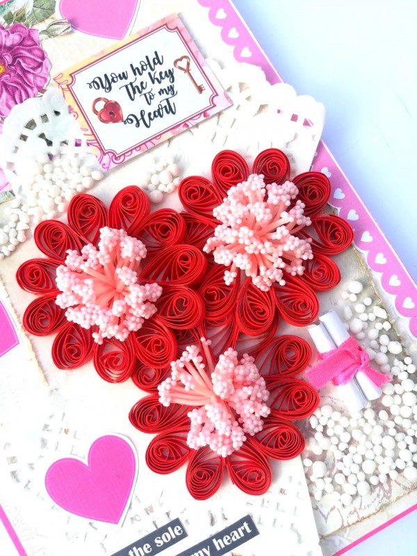 Sparkling Quilled Flowers 2 Fold Love Mini Scrapbook image