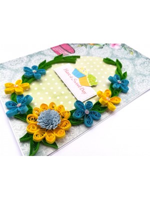 Quilled Yellow & Blue Flowers All Occasion Card Quilled Yellow & Blue Flowers All Occasion Card
