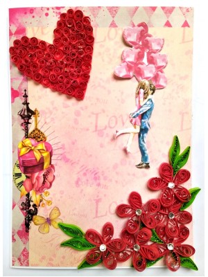Sparkling Red Quilled Love Birthday Card Sparkling Red Quilled Love Birthday Card