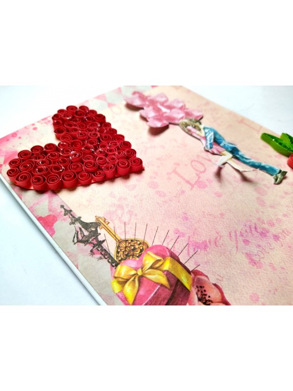Sparkling Red Quilled Love Birthday Card image