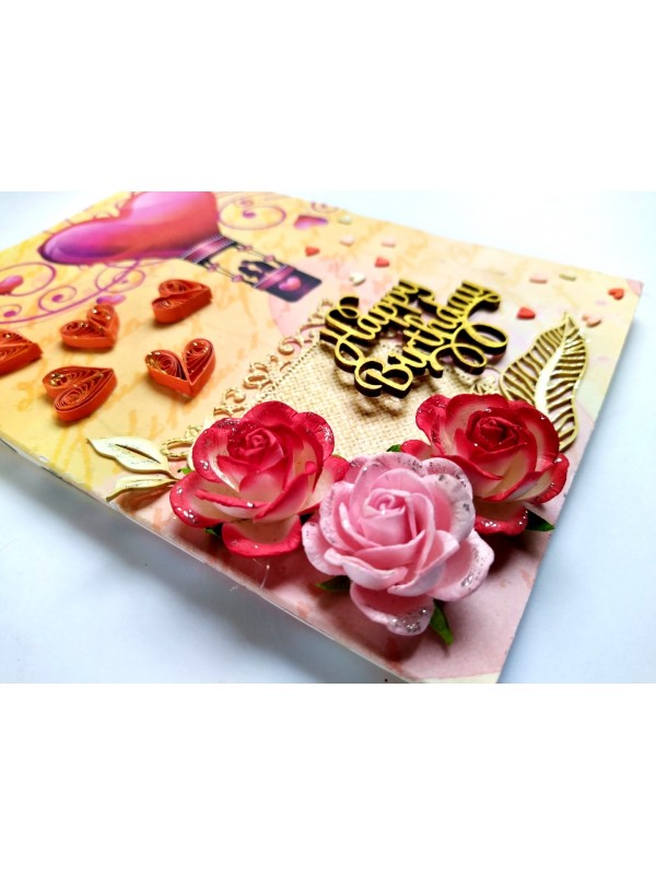 Love & Birthday 2 Fold Mini Scrapbook Greeting Card -D4 image