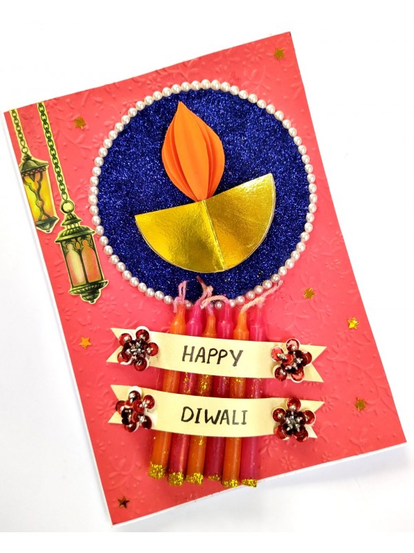 Sparkling Handmade Quilled Diwali Greeting Card D23 image