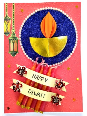 Sparkling Handmade Quilled Diwali Greeting Card D23 Sparkling Handmade Quilled Diwali Greeting Card D23