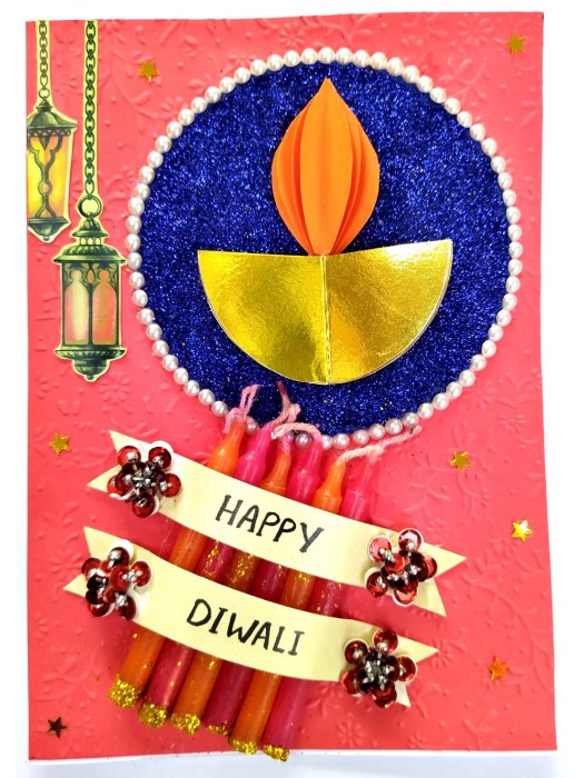 Sparkling Handmade Quilled Diwali Greeting Card D23