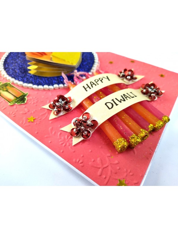 Sparkling Handmade Quilled Diwali Greeting Card D23 image