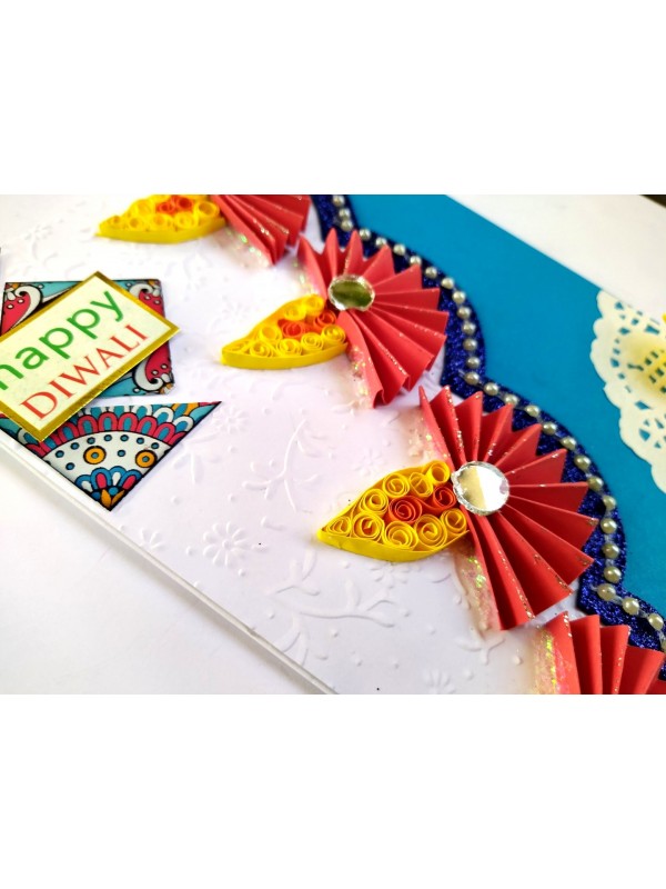 Sparkling Handmade Quilled Diwali Greeting Card D24