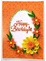 Quilled Orange & Yellow Flowers Greeting Card