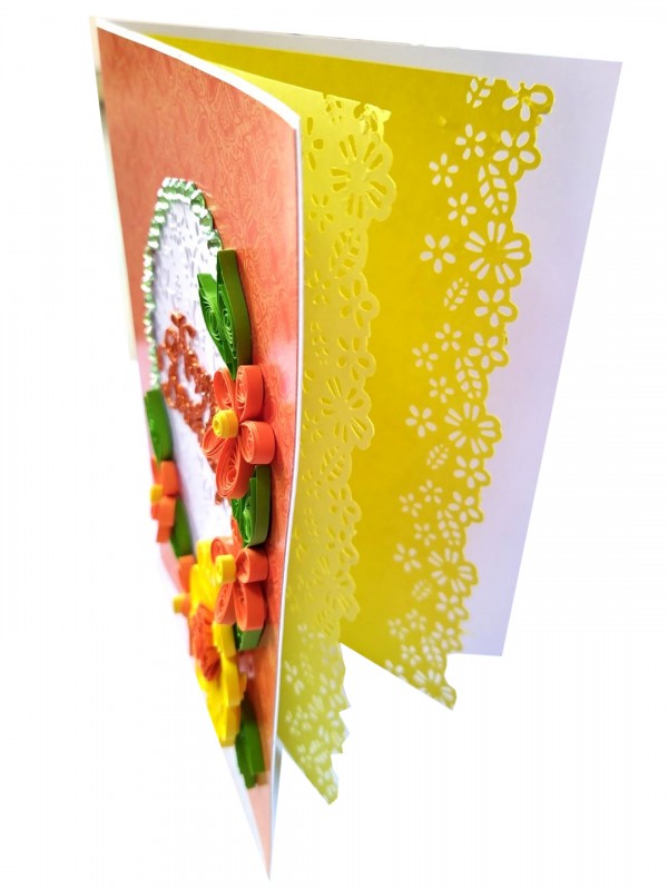 Quilled Orange & Yellow Flowers Greeting Card image