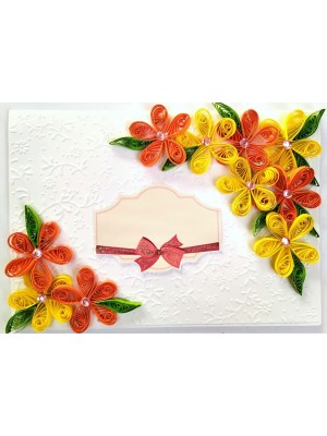 Yellow Orange Quilled Flowers Greeting Card- D2 Yellow Orange Quilled Flowers Greeting Card- D2