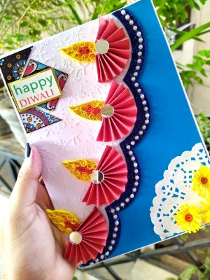 Sparkling Handmade Quilled Diwali Greeting Card D24 Sparkling Handmade Quilled Diwali Greeting Card D24