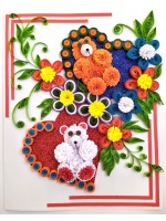 Sparkling Quilled Teddies Flowers Greeting card