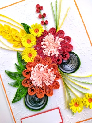 Sparkling Quilled Assorted Flowers Card