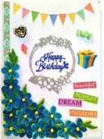 A4 size Quilled Corner Birthday Handmade Greeting Card