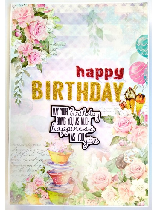 A4 size Happy Birthday Mini Scrapbook Card image