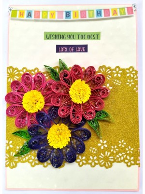 Sparkling Birthday Pink Quilled Flowers Greeting card Sparkling Birthday Pink Quilled Flowers Greeting card