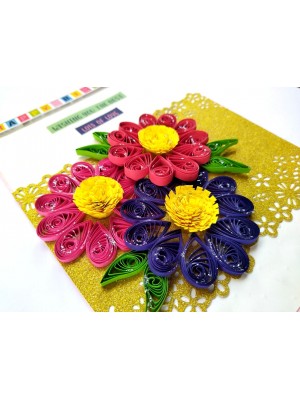 Sparkling Birthday Pink Quilled Flowers Greeting card Sparkling Birthday Pink Quilled Flowers Greeting card