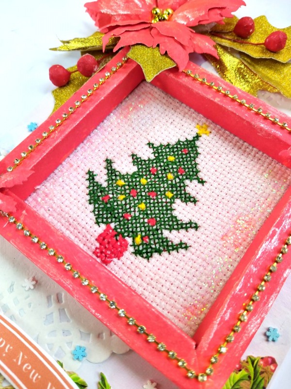 Embroidery Christmas tree card - NY26