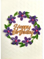 Purple Quilled Garland Flowers Birthday Card