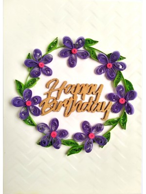 Purple Quilled Garland Flowers Birthday Card Purple Quilled Garland Flowers Birthday Card