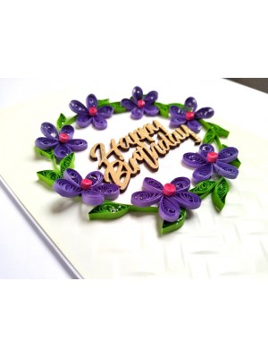 Purple Quilled Garland Flowers Birthday Card Purple Quilled Garland Flowers Birthday Card