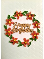 Orange Quilled Garland Flowers Greeting Card