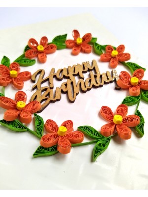 Orange Quilled Garland Flowers Greeting Card Orange Quilled Garland Flowers Greeting Card