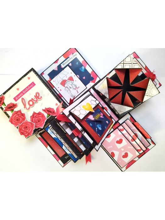 Mini Scrapbook In Explosion Box - Love Theme