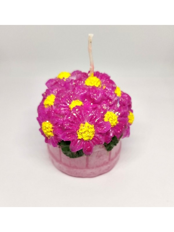 Handmade Flower Basket Candle - Pink