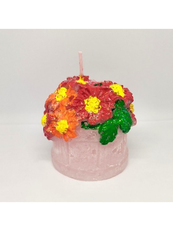Handmade Flower Basket Candle - Red