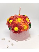 Handmade Flower Basket Candle - Red