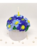 Handmade Flower Basket Candle - Blue