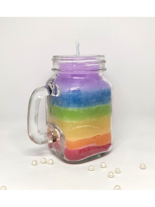 Handmade Rainbow Candle in Jar