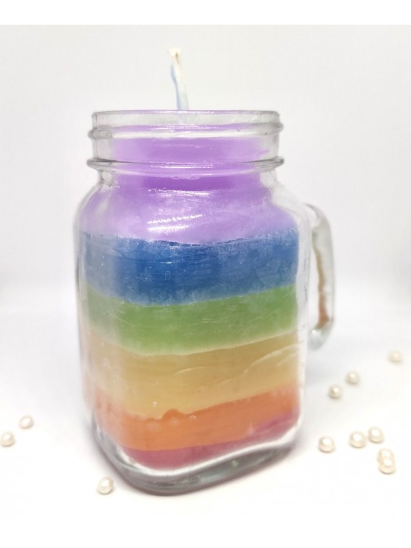 Handmade Rainbow Candle in Jar