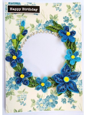 Sparkling Blue Quilled Flowers Birthday card Sparkling Blue Quilled Flowers Birthday card