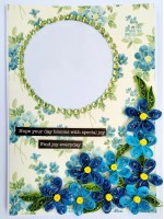 Sparkling Blue Quilled Flowers Birthday card