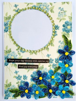 Sparkling Blue Quilled Flowers Birthday card Sparkling Blue Quilled Flowers Birthday card