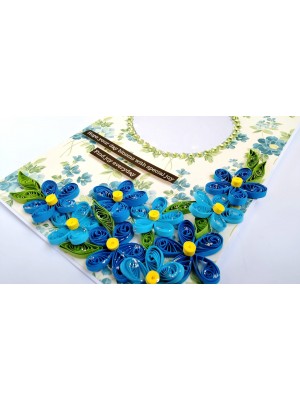 Sparkling Blue Quilled Flowers Birthday card Sparkling Blue Quilled Flowers Birthday card