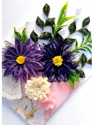 Sparkling Quilled Assorted Flowers Card - Violets