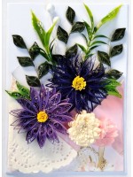 Sparkling Quilled Assorted Flowers Card - Violets