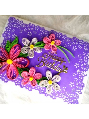 Multicolor quilled flowers birthday card Multicolor quilled flowers birthday card