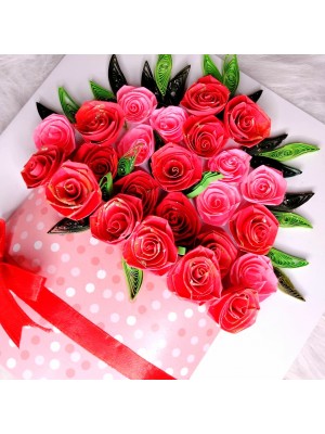 Luxury Quilled greeting card in box - Red Roses Luxury Quilled greeting card in box - Red Roses