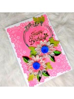 Sparkling White Quilled Flowers Birthday card